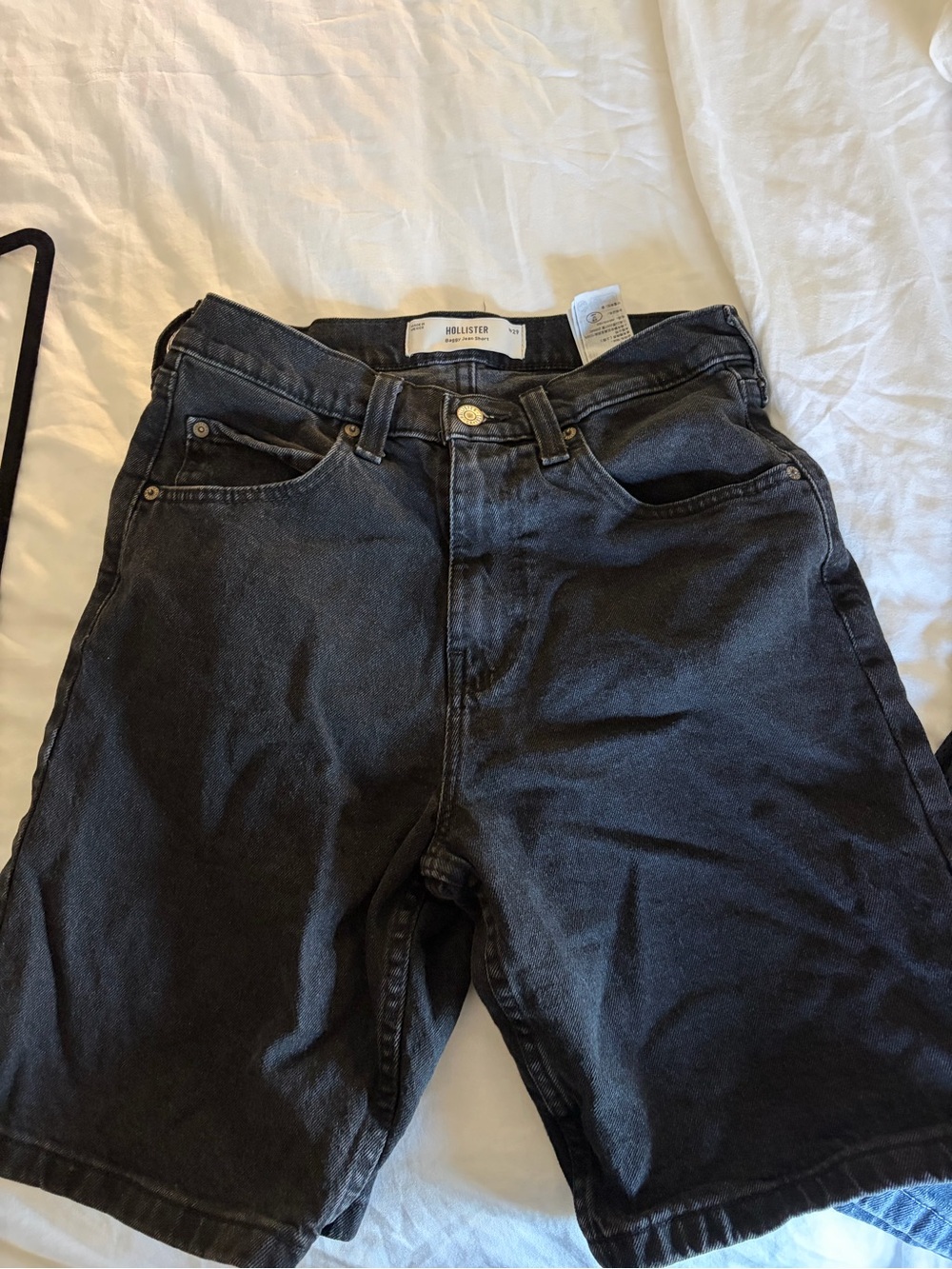 Hollister Men's Dark Black Denim Jean Shorts